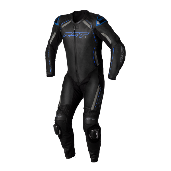 RST RST S-1 CE One Piece Leather Suit - Black / Grey / Neon Blue